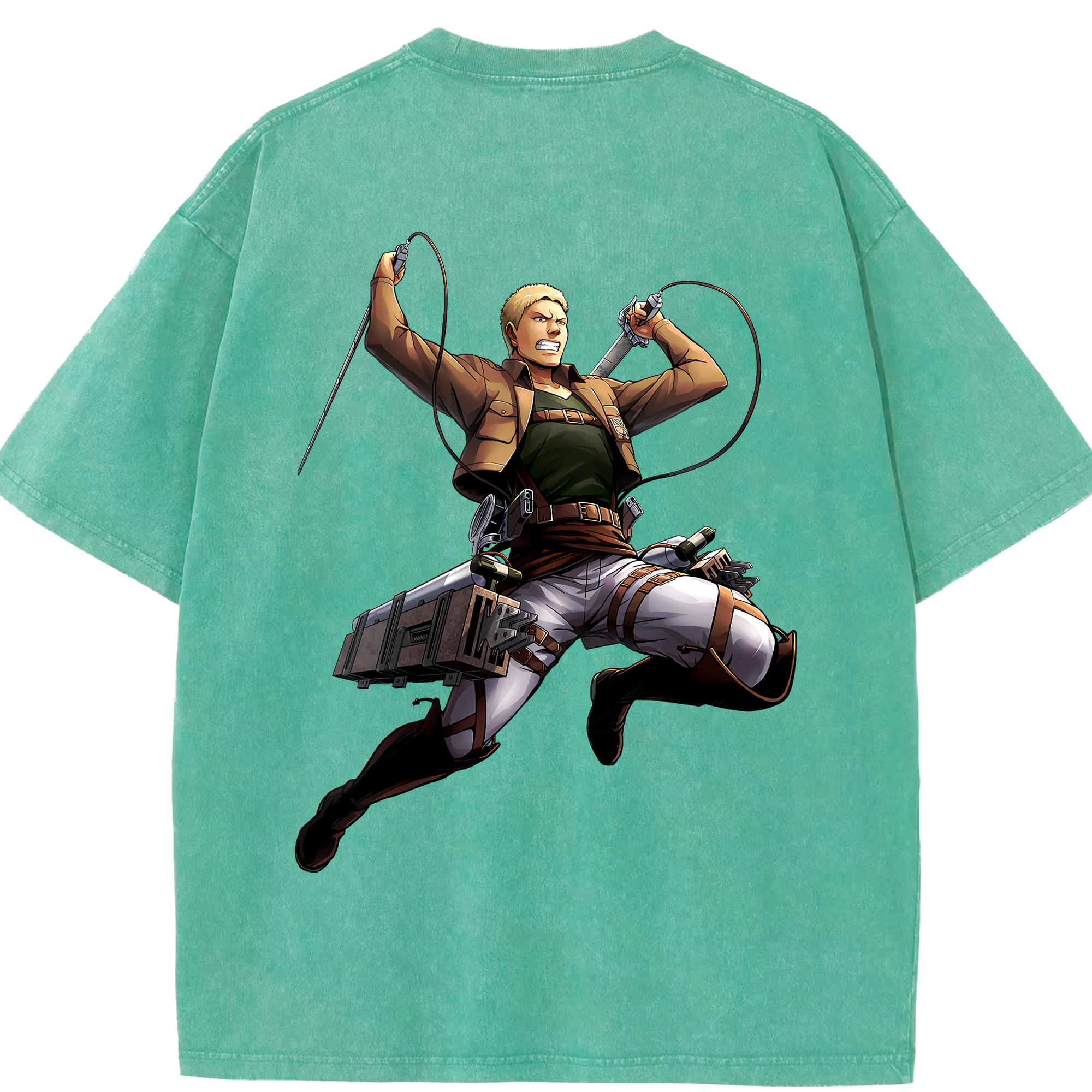 （画像用） 進撃の巨人 ライナー・ブラウン Attack on Titan Reiner Braun 綿100% ヴィンテージ風 半袖Tシャツ（背面プリント）